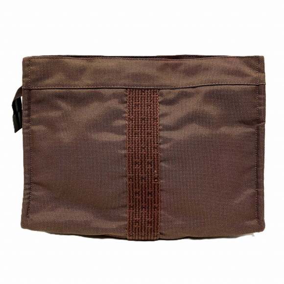 Hermes Clutch Bag Pouch MM Air Line Canvas Nylon